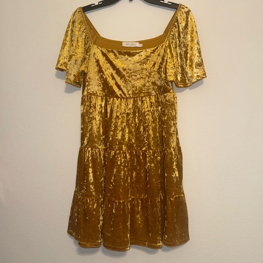 All in Favor Gold Velvet Mini Dress